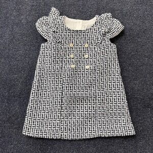 Janie And Jack Dress Girls 2T Blue Tweed Check Flutter Sleeve Party Formal